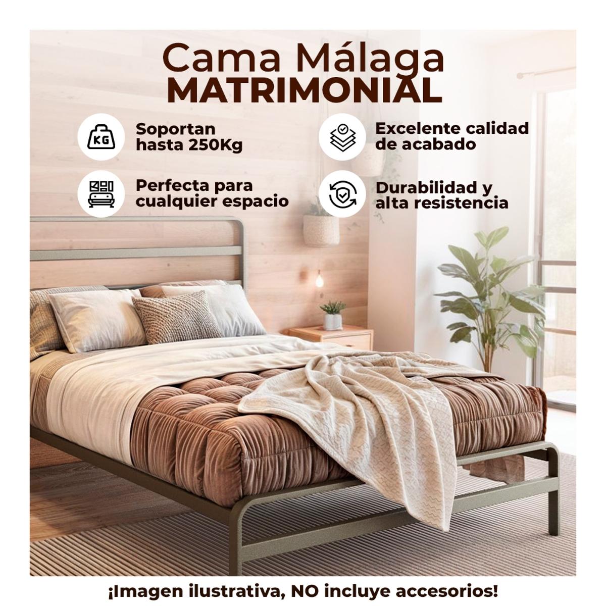CAMA MALAGA MATRIMONIAL DE ACERO COLOR NEGRO | The Home Depot México ...