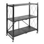ESTANTE METALICO DE ACERO COLOR NEGRO 71.5X38X88CM PLEGABLE 3 NIVELES