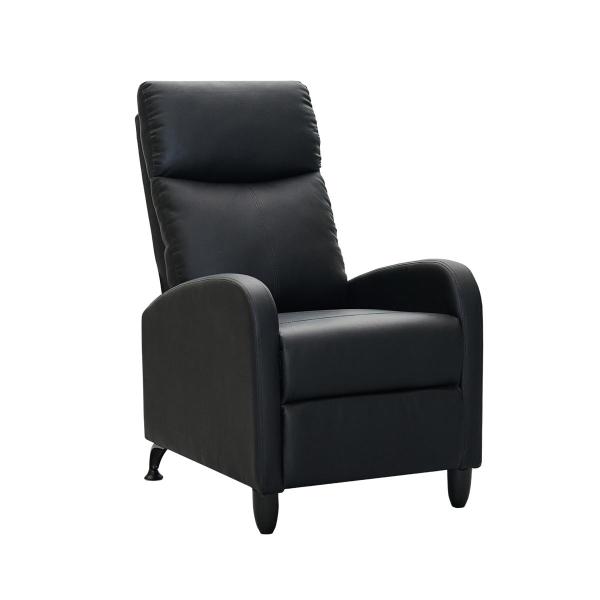 SILLON RECLINABLE INDIVIDUAL CON TAPIZADO DE ECOCUERO NEGRO