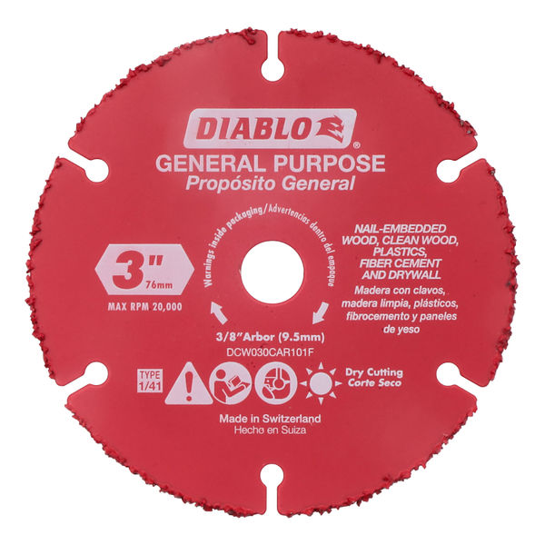 DISCO DE CORTE MULTIMATERIAL CON GRANO DE CARBURO DE 3 PULGADAS