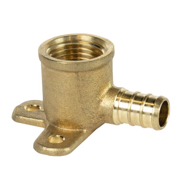 CODO HEMBRA ESPIGA LATON CON SOPORTE 1/2 X 1/2 FNPT