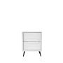 BURÓ COLOR BLANCO CON 2 CAJONES, SOPORTE METÁLICO Y ESTRUCTURA DE MADERA MDF