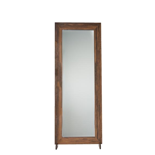 ESPEJO CON SOPORTE DE PIE CON MARCO DE MADERA INDUSTRIALIZADA ESTÍLO RÚSTICO PARA DECORACIÓN