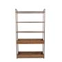 LIBRERO COLOR NOGAL CON 5 MÓDULOS. ESTRUCTURA DE METAL Y TABLEROS DE MADERA MDF