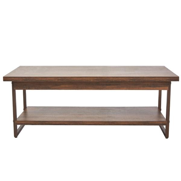 MESA DE CENTRO RECTANGULAR COLOR NOGAL CON ESPACIO DE ALMACENAMIENTO Y ESTRUCTURA DE MDF