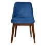 SILLA PARA COMEDOR TAPIZADA EN TERCIOPELO AZUL. ESTRUCTURA DE MADERA