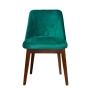 SILLA PARA COMEDOR TAPIZADA EN TERCIOPELO VERDE. ESTRUCTURA DE MADERA