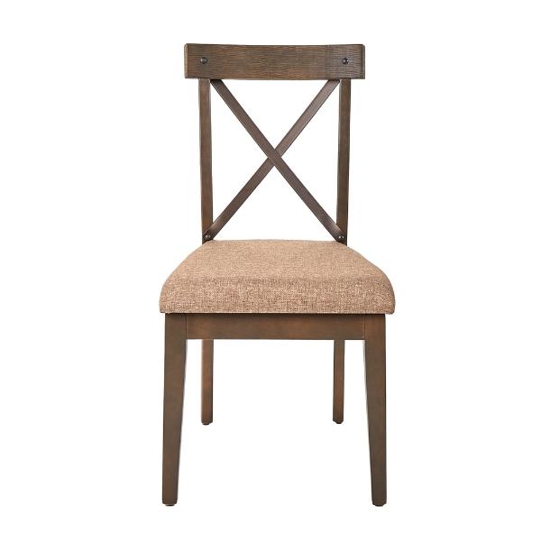 SILLA DE COMEDOR DE MADERA SÓLIDA CON ASIENTO ACOLCHADO DE HULE ESPUMA TAPIZADO CON TELA BEIGE