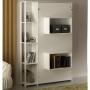 CAMA ABATIBLE INDIVIDUAL CON ESTANTE BLANCO DE MADERA