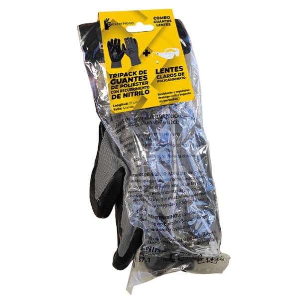 TRIPACK DE GUANTES DE NITRILO CON LENTE CLARO COMBO