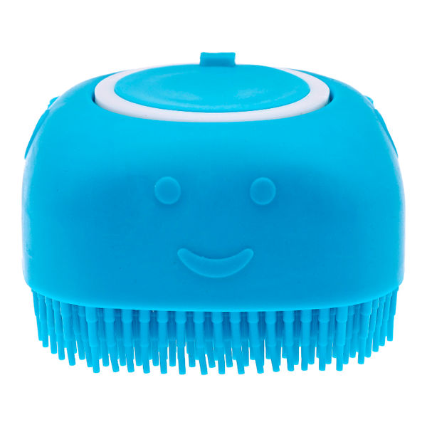 CEPILLO DISPENSADOR DE SHAMPOO PARA MASCOTAS DE SILICÓN AZUL