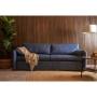 Sofá de 3 Plazas Tapizado en Tela Premium Azul Plomo. Estructura de Madera Sólida