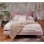 Cama Matrimonial con Cabecera Rosa en Terciopelo. Rellena de Hule Espuma. Estructura de Madera