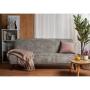 Sofá Cama Tapizado en Tela Suave Repelente al Agua Color Gris Plata. Estructura de Madera Sólida