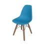 Silla Infantil Azul con Patas de Madera de Haya y Soporte de Metal