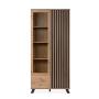 Vitrina Gris Oscuro y Roble con 2 Puertas, 8 Entrepaños y 2 Cajones con Estructura de MDF