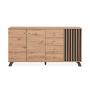 Credenza Roble y Gris Oscuro con 4 Cajones y 3 Puertas con Entrepaños Hecha de Madera Industrial