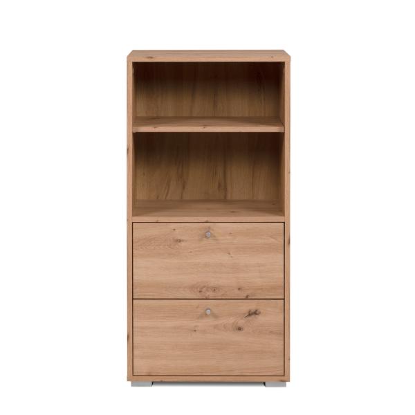 Aparador de Cocina Color Roble con 2 Cajones y 1 Entrepaño con Estructura de Madera Industrial