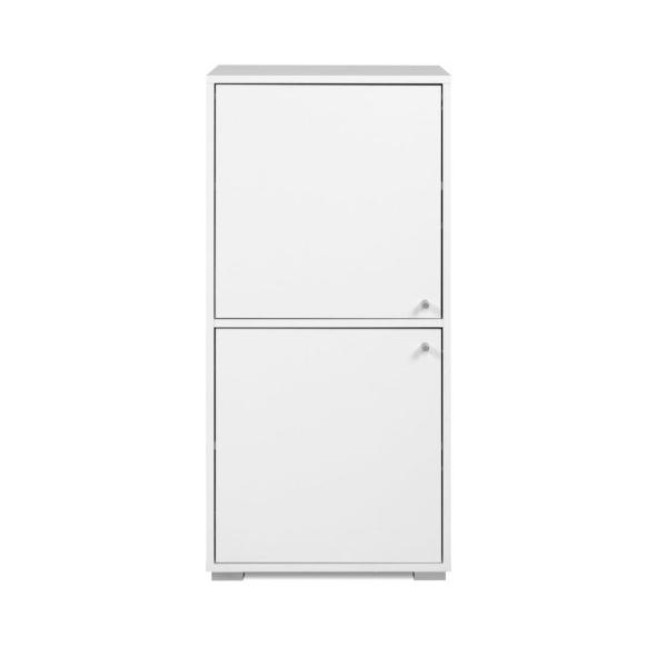 Aparador de Cocina Blanco con 2 Puertas y 2 Entrepaños con Estructura de Madera Industrial