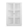 Vitrina Blanca y Transparente con 3 Lados de Cristal, 2 Puertas y 2 Entrepaños. Estructura de MDF