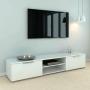 Mueble para TV Blanco Brillante con 2 Puertas y 1 Entrepaño para Almacenamiento