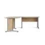 Set Esquinero de 2 Escritorios Color Madera con Base Metálica y Estructura de Madera Industrial