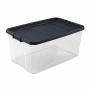 CAJA ORGANIZADORA APILABLE 110 L/ 116 QT TRANSPARENTE TAPA NEGRA