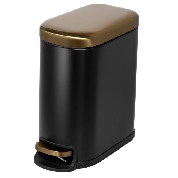 BOTE DE BASURA ACABADO NEGRO MATE CON DORADO