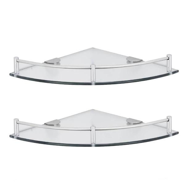 REPISAS DE VIDRIO ESQUINERAS SET 2 CROMO