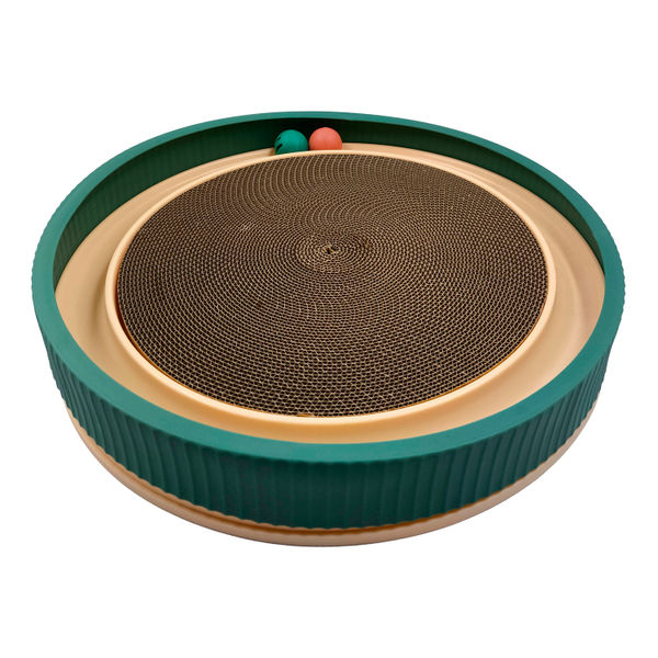 RASCADOR CON PELOTAS PARA GATO CARTÓN Y PLÁSTICO MULTICOLOR 938 GR