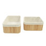 SET DE 2 GAVETAS DE BAMBÚ CON FORRO 38 X 28 X 16 CM Y 33 X 23 X 14 CM