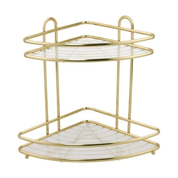 ORGANIZADOR PARA BAÑO ESQUINERO DORADO 2 NIVELES