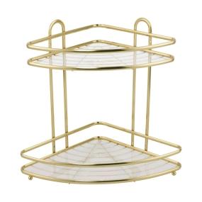 ORGANIZADOR PARA BAÑO ESQUINERO DORADO 2 NIVELES