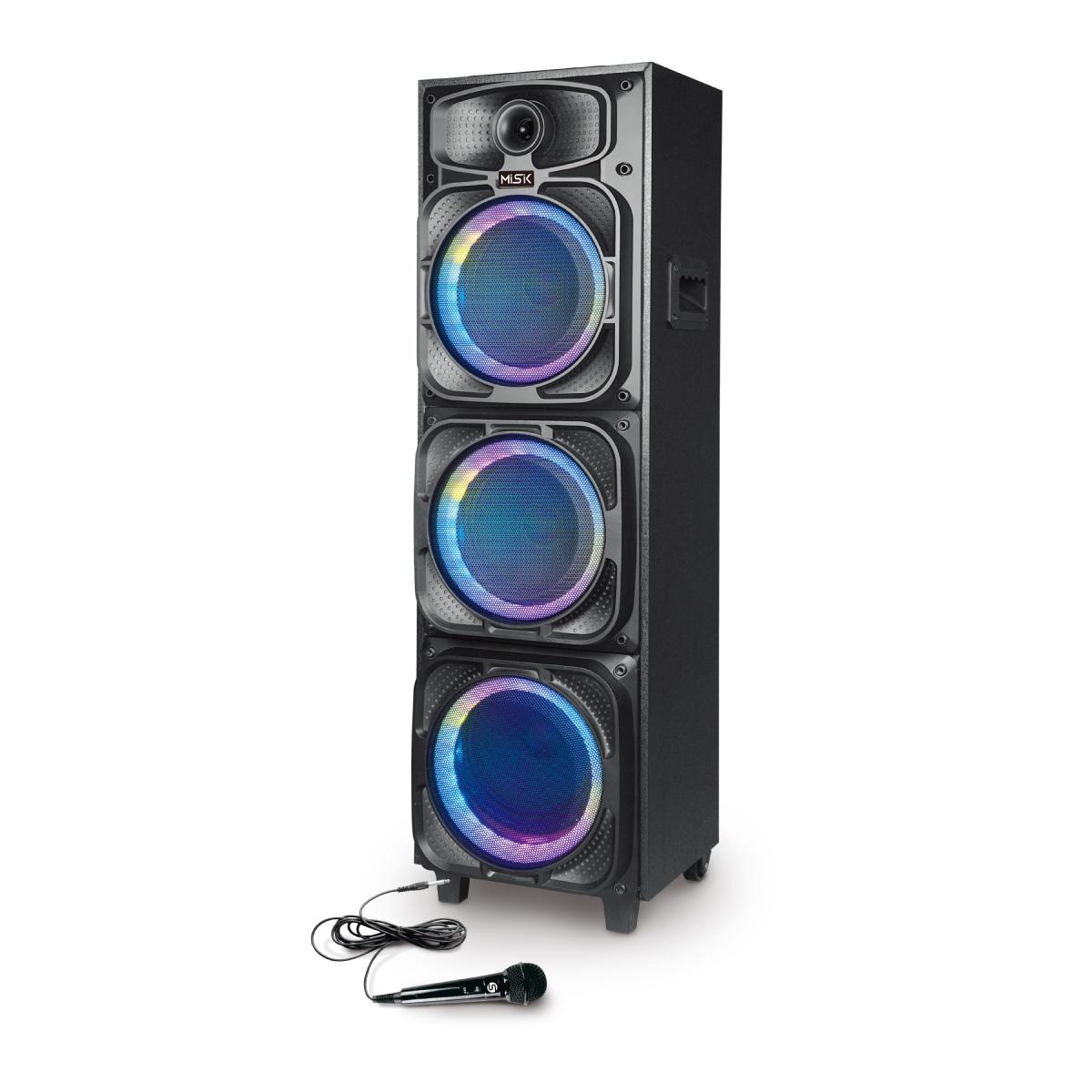 Bocina unibody portatil tws triple 8" con luces led