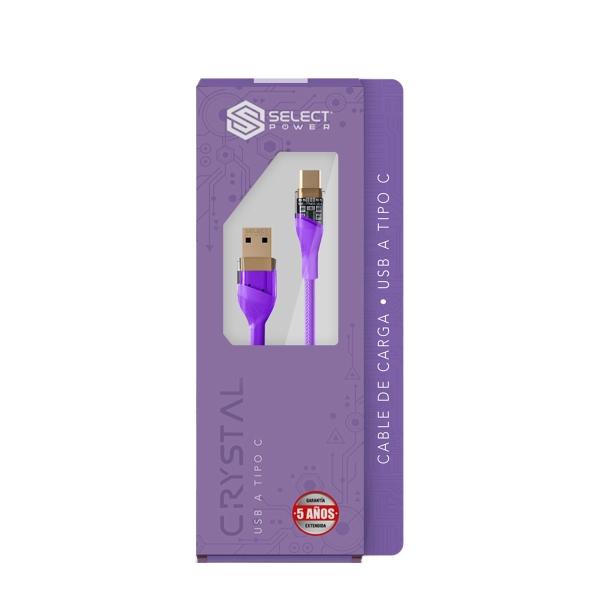 CABLE CARGADOR USB A TIPOC CRYSTAL MORADO CCSPM