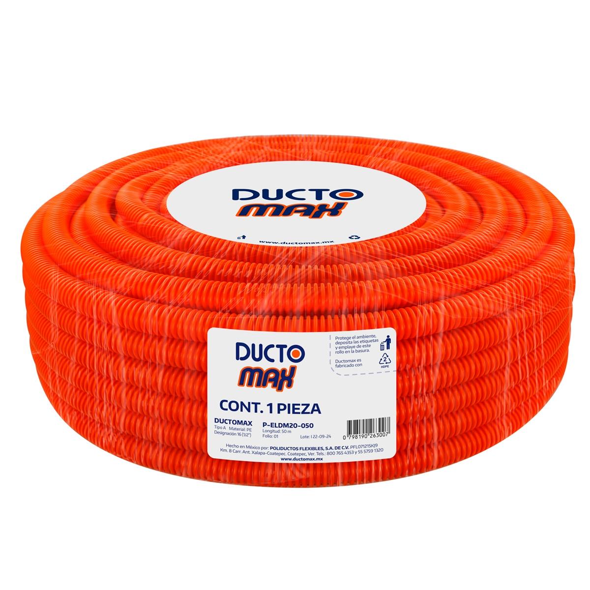 Ductomax naranja 1/2 rollo con 50m
