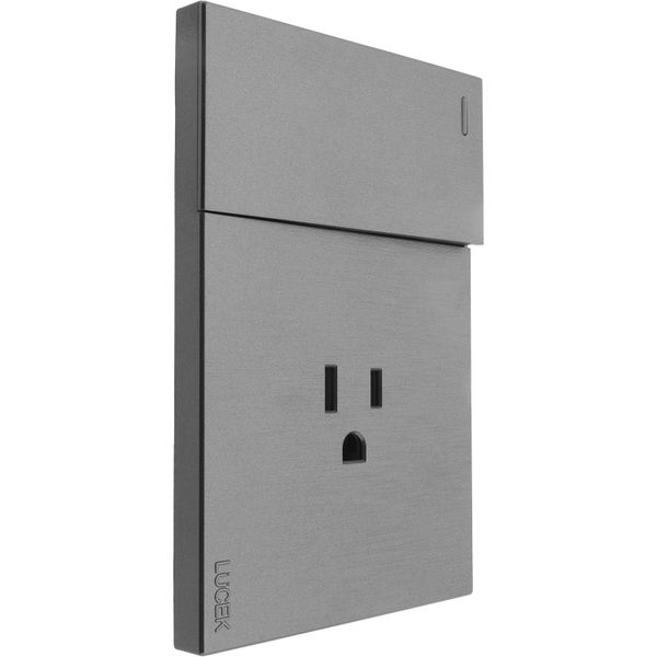 PLACA PLANA CON 1 INTERRUPTOR Y 1 CONTACTO DE 1.5 MÓDULOS PLATA LUCEK ...