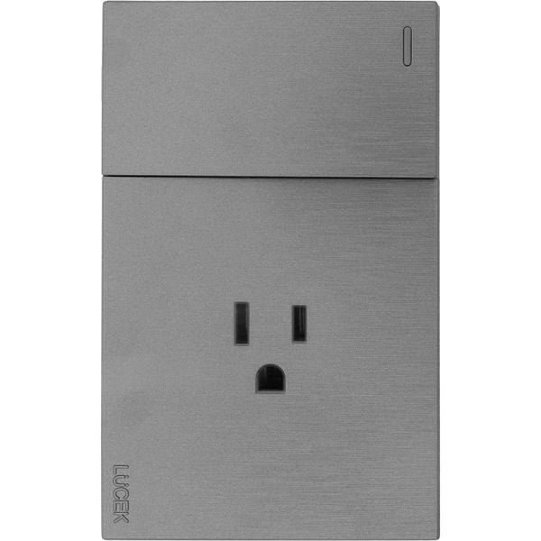 PLACA PLANA CON 1 INTERRUPTOR Y 1 CONTACTO DE 1.5 MÓDULOS PLATA LUCEK FLAT