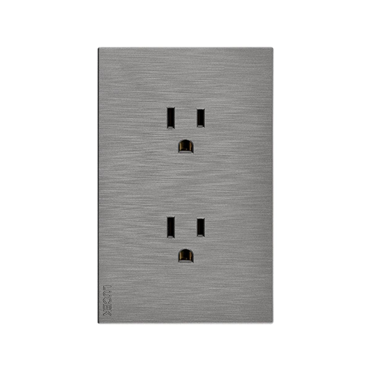 Placa plana con contacto duplex flat plata