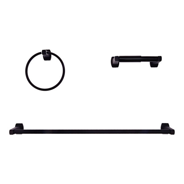 JUEGO DE ACCESORIOS PARA BAÑO NEGRO MATE FLOWELL 3 PIEZAS