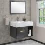 MUEBLE PARA BAÑO FLOTANTE AVIGNON 27" NEGRO Y BLANCO MADERA CONTRACHAPADA CON LAVABO