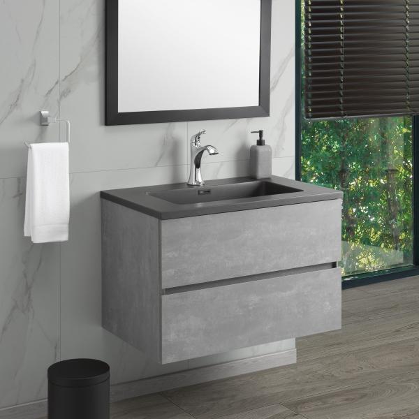 MUEBLE PARA BAÑO FLOTANTE ANTIBES 24" GRIS Y NEGRO MADERA CONTRACHAPADA CON LAVABO