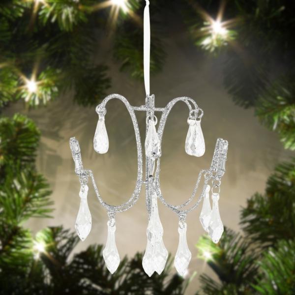 DECORACIÓN NAVIDEÑA COLGANTE CANDELABRO COLECCIÓN GOLD RUSH PLATEADO