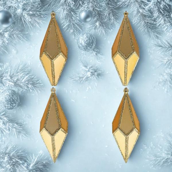 ESFERAS GEOMÉTRICAS DORADAS 4 PIEZAS 18 CM