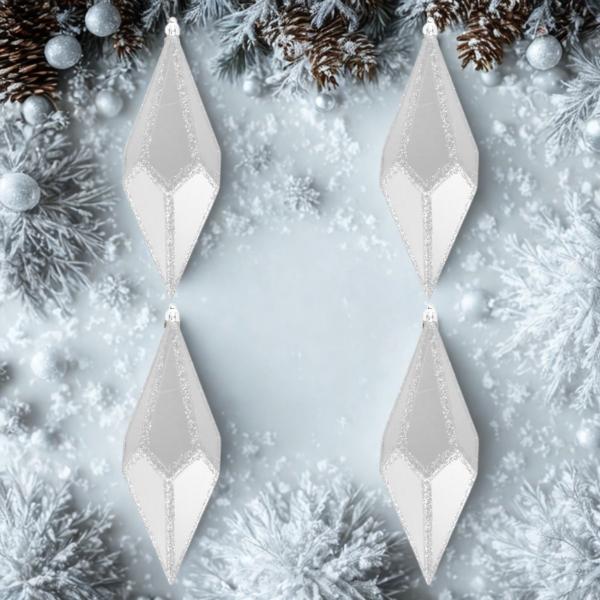 ESFERAS GEOMÉTRICAS BLANCO 4 PIEZAS 18 CM