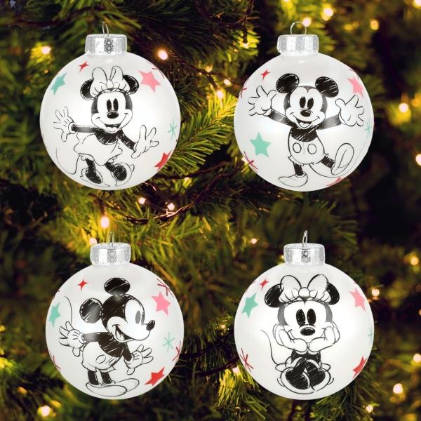 COLGANTE NAVIDEÑO DISNEY ESFERAS BLANCO 10 X 10 CM 4 PIEZAS