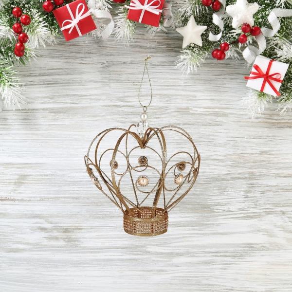 COLGANTE NAVIDEÑO CORONA DORADO 23 X 20 X 20 CM