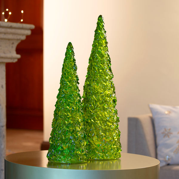 FIGURAS NAVIDEÑAS ILUMINADAS 56.5 X 18 CM SET DE PINOS DECORATIVOS