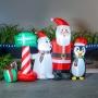 INFLABLE ILUMINADO DE ESCENA NAVIDEÑA SANTA, PINGÜINO Y OSO 1.4M
