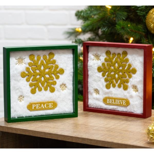 LETRERO COLGANTE CON COPO NAVIDEÑO 20CM COLECCIÓN ROJA